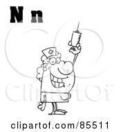Royalty Free RF Clipart Illustration Of An Outlined Nurse With Letters N by Hit Toon