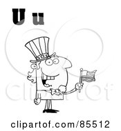 Royalty Free RF Clipart Illustration Of An Outlined Uncle Sam With Letters U