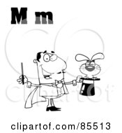 Royalty Free RF Clipart Illustration Of An Outlined Magician With Letters M by Hit Toon