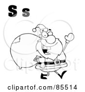 Royalty Free RF Clipart Illustration Of An Outlined Santa With Letters S