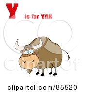Poster, Art Print Of Yak With Y Is For Yak Text - Version 2