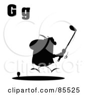 Poster, Art Print Of Silhouetted Male Golfer With Letters G