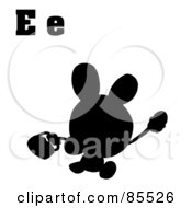 Royalty Free RF Clipart Illustration Of A Silhouetted Easter Bunny With Letters E
