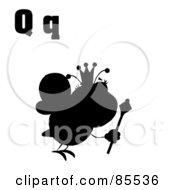 Royalty Free RF Clipart Illustration Of A Silhouetted Queen Bee With Letters Q