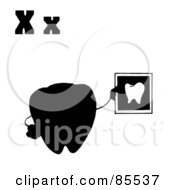 Poster, Art Print Of Silhouetted Tooth Holding An Xray With Letters X
