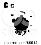 Royalty Free RF Clipart Illustration Of A Silhouetted Cupid With Letters C