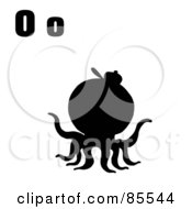 Poster, Art Print Of Silhouetted Octopus With Letters O