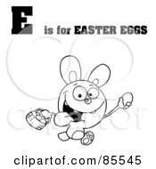 Royalty Free RF Clipart Illustration Of An Outlined Easter Bunny With E Is For Easter Eggs Text
