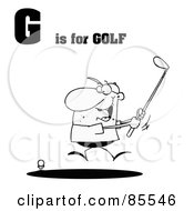Royalty Free RF Clipart Illustration Of An Outlined Male Golfer With G Is For Golf Text by Hit Toon