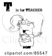 Outlined Female Teacher With T Is For Teacher Text