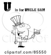 Royalty Free RF Clipart Illustration Of An Outlined Uncle Sam With U Is For Uncle Sam Text