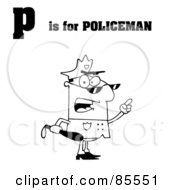 Poster, Art Print Of Outlined Cop With P Is For Policeman Text