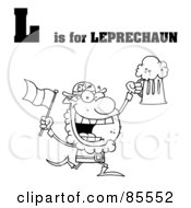 Royalty Free RF Clipart Illustration Of An Outlined Leprechaun With L Is For Leprechaun Text