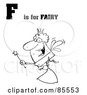 Poster, Art Print Of Outlined Fairy With F Is For Fairy Text