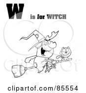 Royalty Free RF Clipart Illustration Of An Outlined Witch With W Is For Witch Text