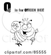 Poster, Art Print Of Outlined Queen Bee With Q Is For Queen Bee Text