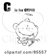 Royalty Free RF Clipart Illustration Of An Outlined Cupid With C Is For Cupid Text