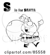 Poster, Art Print Of Outlined Santa With S Is For Santa Text