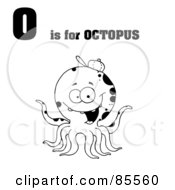 Royalty Free RF Clipart Illustration Of An Outlined Octopus With O Is For Octopus Text by Hit Toon
