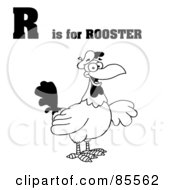 Poster, Art Print Of Outlined Rooster With R Is For Rooster Text