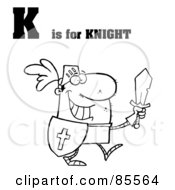 Royalty Free RF Clipart Illustration Of An Outlined Knight With K Is For Knight Text by Hit Toon