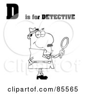 Poster, Art Print Of Outlined Detective With D Is For Detective Text