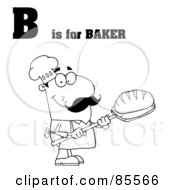 Poster, Art Print Of Outlined Male Baker With B Is For Baker Text
