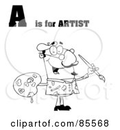 Royalty Free RF Clipart Illustration Of An Outlined Male Artist With A Is For Artist Text