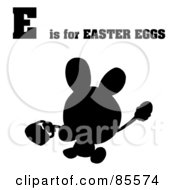 Royalty Free RF Clipart Illustration Of A Silhouetted Easter Bunny With E Is For Easter Eggs Text