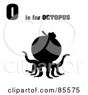 Royalty Free RF Clipart Illustration Of A Silhouetted Octopus With O Is For Octopus Text by Hit Toon