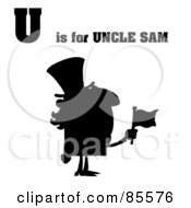 Royalty Free RF Clip Art Illustration Of A Silhouetted Uncle Sam With U Is For Uncle Sam Text