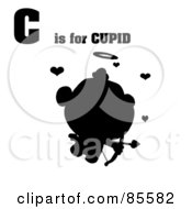 Royalty Free RF Clipart Illustration Of A Silhouetted Cupid With C Is For Cupid Text