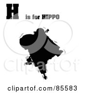 Poster, Art Print Of Silhouetted Hippo With H Is For Hippo Text