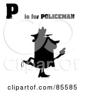 Poster, Art Print Of Silhouetted Cop With P Is For Policeman Text