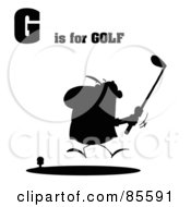 Poster, Art Print Of Silhouetted Male Golfer With G Is For Golf Text