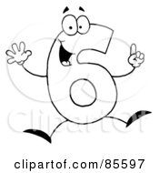 Royalty Free RF Clipart Illustration Of A Friendly Outlined Number 6 Six Guy