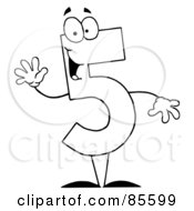Royalty Free RF Clipart Illustration Of A Friendly Outlined Number 5 Five Guy by Hit Toon