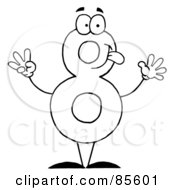 Royalty Free RF Clipart Illustration Of A Friendly Outlined Number 8 Eight Guy by Hit Toon