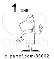 Royalty Free RF Clipart Illustration Of A Friendly Outlined Number 1 One Guy With Text by Hit Toon