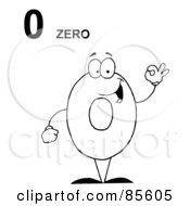 Poster, Art Print Of Friendly Outlined Number 0 Zero Guy With Text