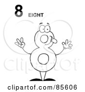 Poster, Art Print Of Friendly Outlined Number 8 Eight Guy With Text