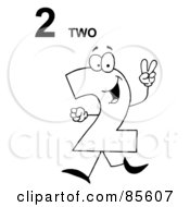 Royalty Free RF Clipart Illustration Of A Friendly Outlined Number 2 Two Guy With Text