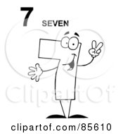 Poster, Art Print Of Friendly Outlined Number 7 Seven Guy With Text