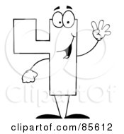 Royalty Free RF Clipart Illustration Of A Friendly Outlined Number 4 Four Guy