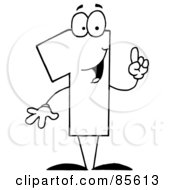 Royalty Free RF Clipart Illustration Of A Friendly Outlined Number 1 One Guy