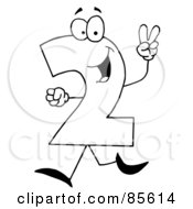 Royalty Free RF Clipart Illustration Of A Friendly Outlined Number 2 Two Guy