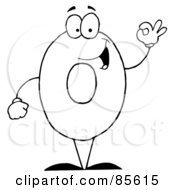Royalty Free RF Clipart Illustration Of A Friendly Outlined Number 0 Zero Guy