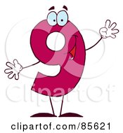 Royalty Free RF Clipart Illustration Of A Friendly Pink Number 9 Nine Guy by Hit Toon