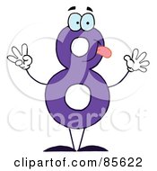 Royalty Free RF Clipart Illustration Of A Friendly Purple Number 8 Eight Guy by Hit Toon