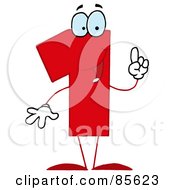 Royalty Free RF Clipart Illustration Of A Friendly Red Number 1 One Guy